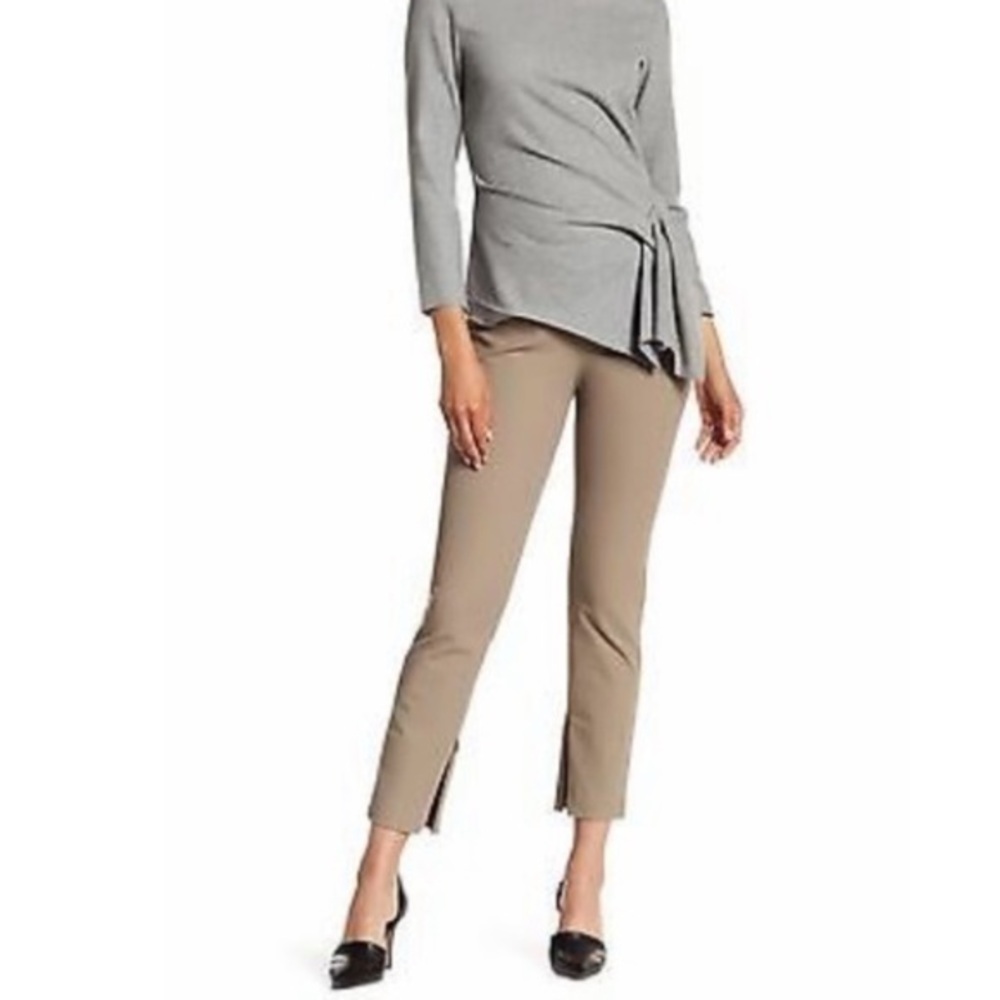 Theory Womens 0 Alettah NP Jetty Khaki Slim Ankle Zip Trouser Work Pants Tan‎